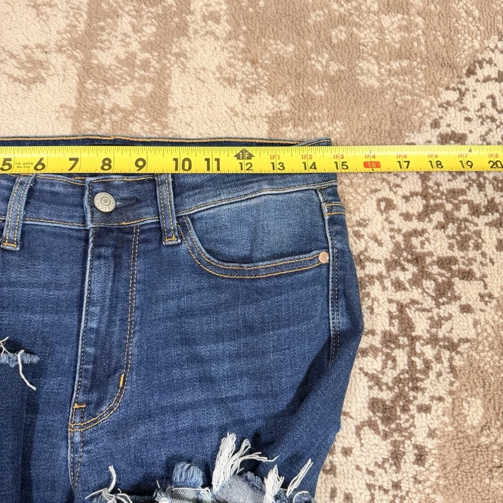 JUDY BLUE Stretch Bootcut Denim Jeans Womens 7/28‎ Raw Hem Blue Fade